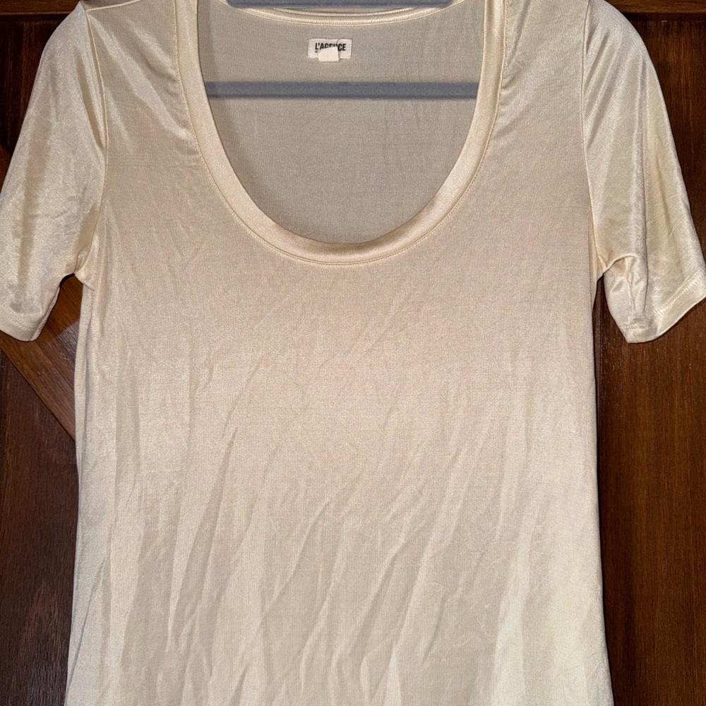 L’Agence Cream Short Sleeve Tee
